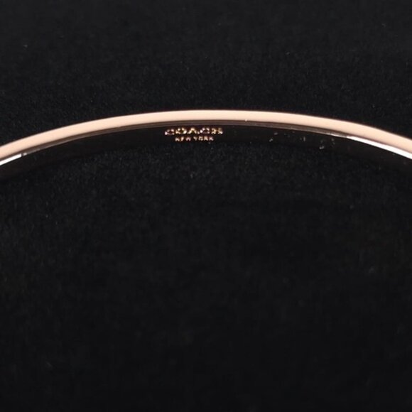 NWT‎ COACH Signature Pave Bar C Charm Hinged Rosegold Bangle Bracelet St. 91429 - Picture 6 of 9